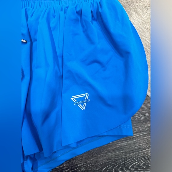 Luogongzi 2 in 1 Flowy Running Shorts Womens Large Blue Training Gym Dance NWOT - Picture 3 of 6